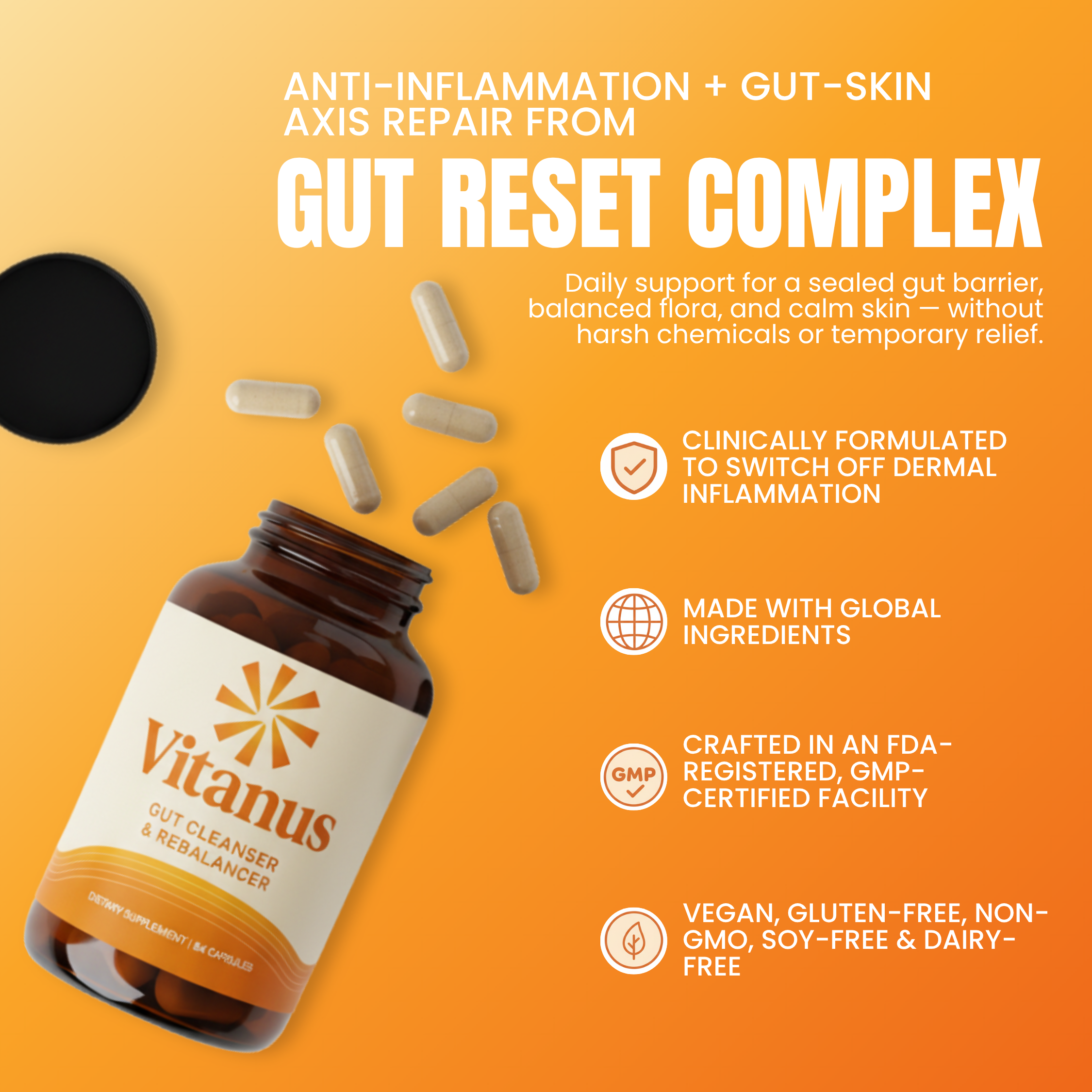 Gut Reset™ Complex - #1 Clinically Backed Gut Rebuilder For Dandruff & Dermatitis